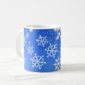 雪パーソナライズされた片と星のカスタム文字 コーヒーマグカップ (正面左)