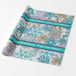 雪パーソナライズされた片のギフトラップ ラッピングペーパー