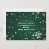 雪パーソナライズされた片クリスマスツリー2写真 シーズンカード (裏面)