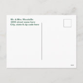 雪パーソナライズされた雪の冬の日ヴィンテージ車。 シーズンポストカード (裏面)