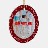 雪パーソナライズされた雪の縁どクリスマス セラミックオーナメント (右)