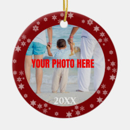 雪パーソナライズされた雪の縁どクリスマス セラミックオーナメント
