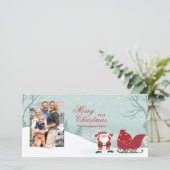 雪パーソナライズされた雪サンタそりの写真カード シーズンカード (スタンド正面)