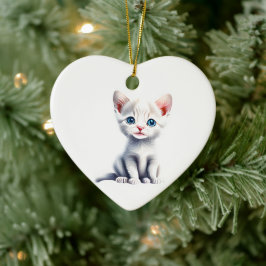 雪パーソナライズされた靴の子猫 セラミックオーナメント