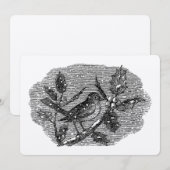 雪ビクトリアンのホリーベリーの枝にエラバードオン シーズンカード (正面/裏面)