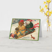 雪ビクトリアンの中にクマのクリスマス カード (黄色い花)