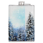 雪ビニールフラスコ付き常緑樹包まれた木 フラスク (裏面)