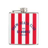 雪ビーチクラブレッドカバナストライプパーティー フラスク (正面)
