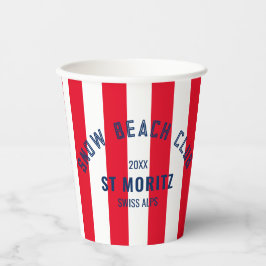 雪ビーチクラブレッドカバナストライプパーティー 紙コップ