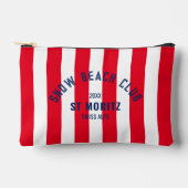 雪ビーチクラブレッドカバナストライプ冬 アクセサリーポーチ (正面)