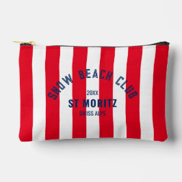 雪ビーチクラブレッドカバナストライプ冬 アクセサリーポーチ