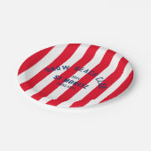 雪ビーチクラブレッドカバナストライプ冬 ペーパープレート (アングル)