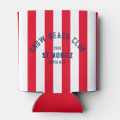 雪ビーチクラブレッドカバナストライプ冬 缶クーラー (裏面)