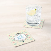 雪ピンクと青の雪片フェスティバル スクエアペーパーコースター (インサイチュ)