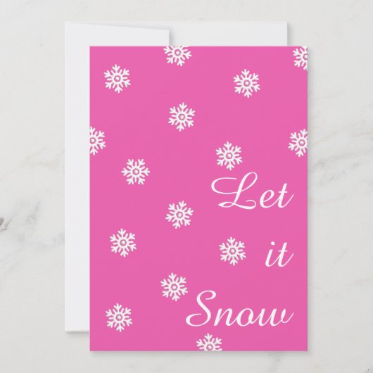 雪ピンクのクリスマスカード白い雪片 シーズンカード (正面)