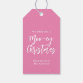雪ピンク遊クハイランドカウクリスマスギフトラベル ギフトタグ (裏面)