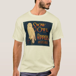 雪フクロウブランドリンゴヴィンテージクレートラベル Tシャツ