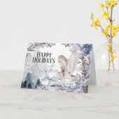 雪フクロウ冬林景観フェスティバル札 カード (黄色い花)