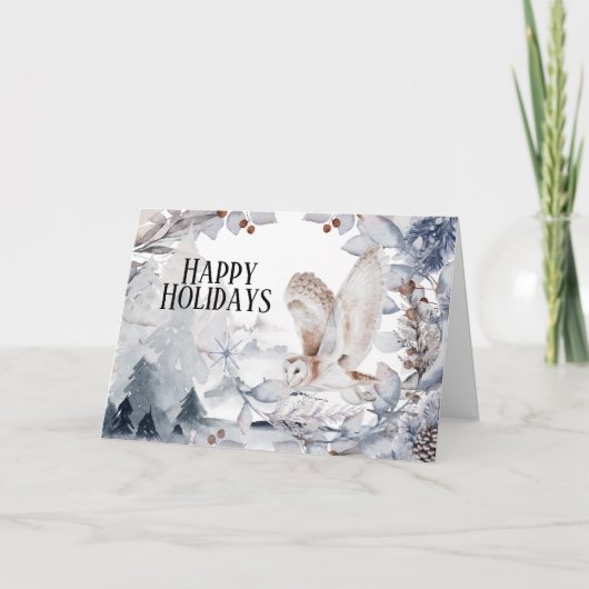 雪フクロウ冬林景観フェスティバル札 カード (正面)