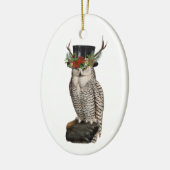 雪フクロウ陶芸飾り セラミックオーナメント (左)