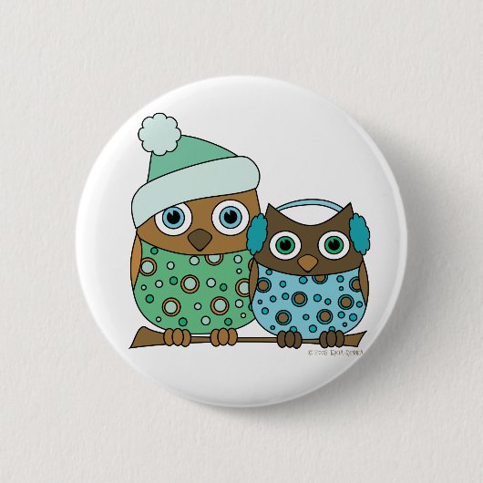 雪フクロウ 缶バッジ (正面)