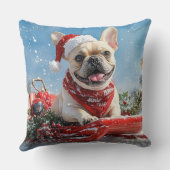 雪フランスののクリスマスを許すそりのブルドッグ クッション (裏面)