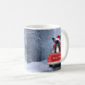 雪フランスのの中のブルドッグはクリスマストラックに座って コーヒーマグカップ (正面右)