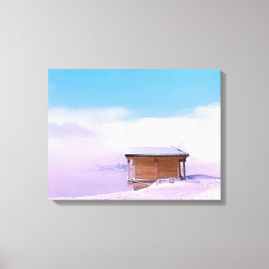 雪フランスの山小屋 キャンバスプリント (正面)