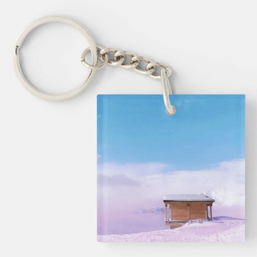 雪フランスの山小屋 キーホルダー (正面)
