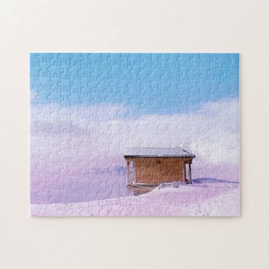 雪フランスの山小屋 ジグソーパズル (横)
