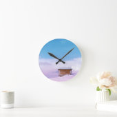 雪フランスの山小屋 ラウンド壁時計 (ホーム)