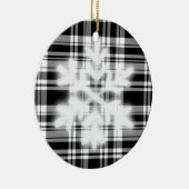 雪フレーク付き白黒の格子模様詳細セラム セラミックオーナメント (右)