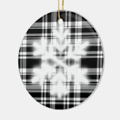 雪フレーク付き白黒の格子模様詳細セラム セラミックオーナメント (左)