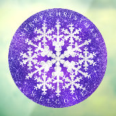 雪フレーク紫の白い窓が貼り付く ウィンドウサイン (シート3)