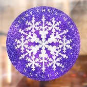 雪フレーク紫の白い窓が貼り付く ウィンドウサイン (シート2)