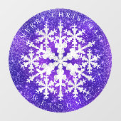 雪フレーク紫の白い窓が貼り付く ウィンドウサイン (シート)