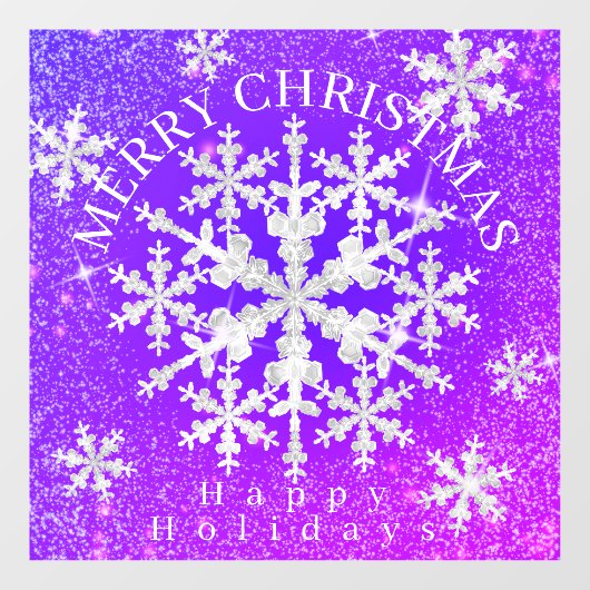 雪フレーク紫ピンク ウィンドウサイン (シート)