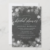 雪フレーム |冬素朴ブライダルシャワー 招待状 (正面)
