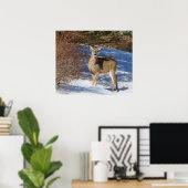 雪ブラシ付き鹿 ポスター (ホームオフィス)