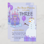 雪プリンセス誕生日招待状 招待状 (正面/裏面)