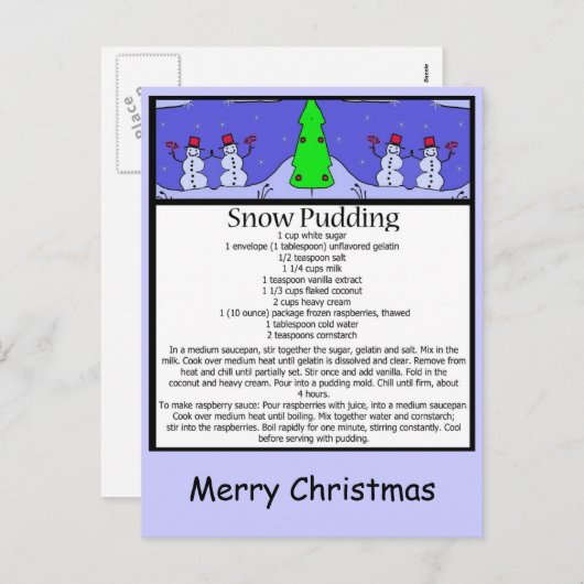 雪プリン、メリークリスマス シーズンポストカード (正面/裏面)