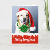 雪メリーの中で可愛いクリスマス犬 シーズンカード (正面)