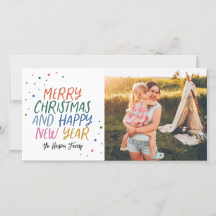 雪メリーカラフルクリスマス写真 シーズンカード