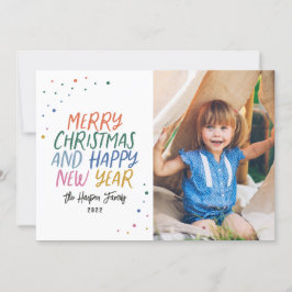 雪メリーカラフルモダンクリスマス写真 シーズンカード