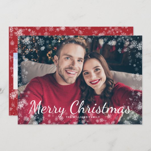 雪メリークリスマスフォトコラージホリデー (正面/裏面)