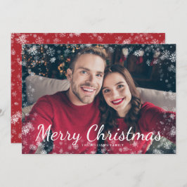 雪メリークリスマスフォトホリデーカード