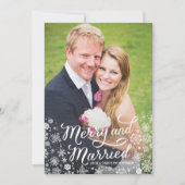 雪メリー片の新婚クリスマスフォトカード シーズンカード (正面)