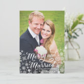 雪メリー片の新婚クリスマスフォトカード シーズンカード (スタンド正面)