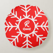雪メリー片赤白丸ピロー ラウンドクッション (正面)