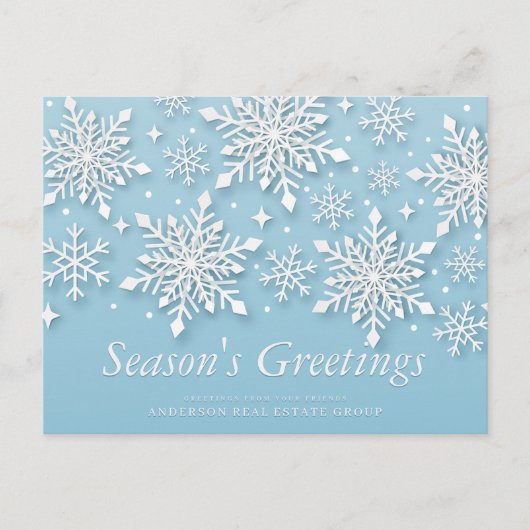 雪モダンが降るブルーシーズンのご挨拶 ポストカード (正面)